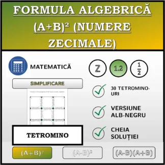 Tetromino: Formula algebrică (A+B)² (numere zecimale), simplificare