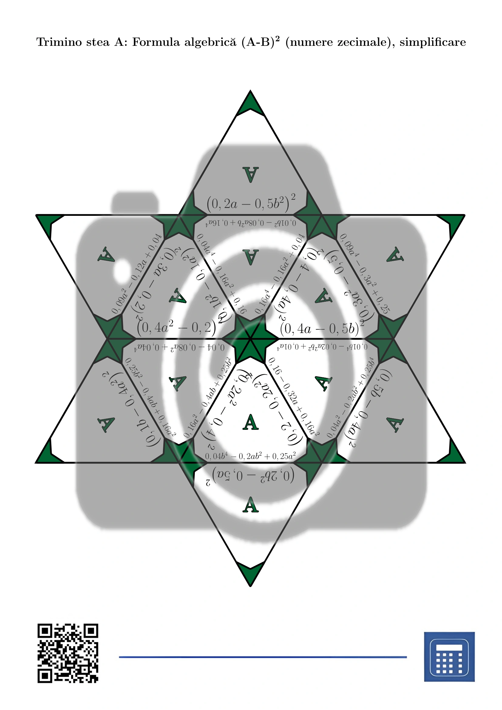 Trimino: Formula algebrică (A-B)² (numere zecimale), simplificare - imagine 4
