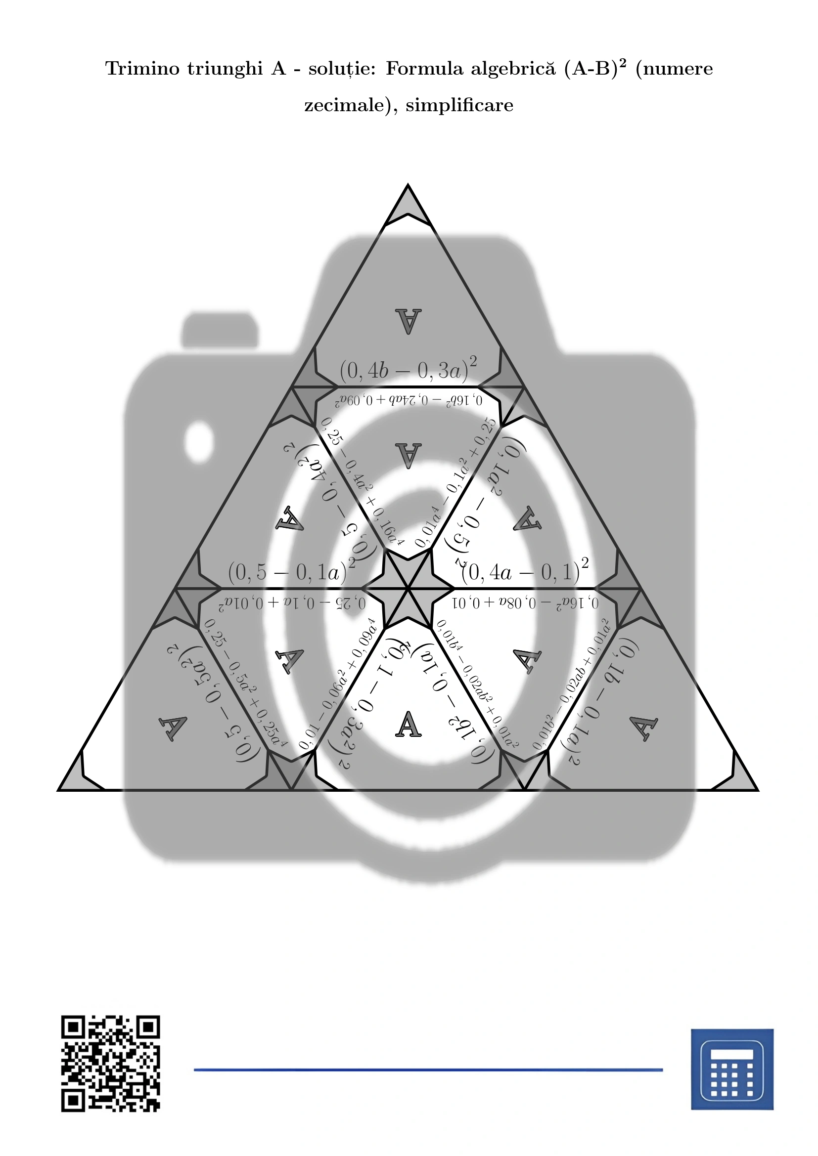 Trimino: Formula algebrică (A-B)² (numere zecimale), simplificare - imagine 6