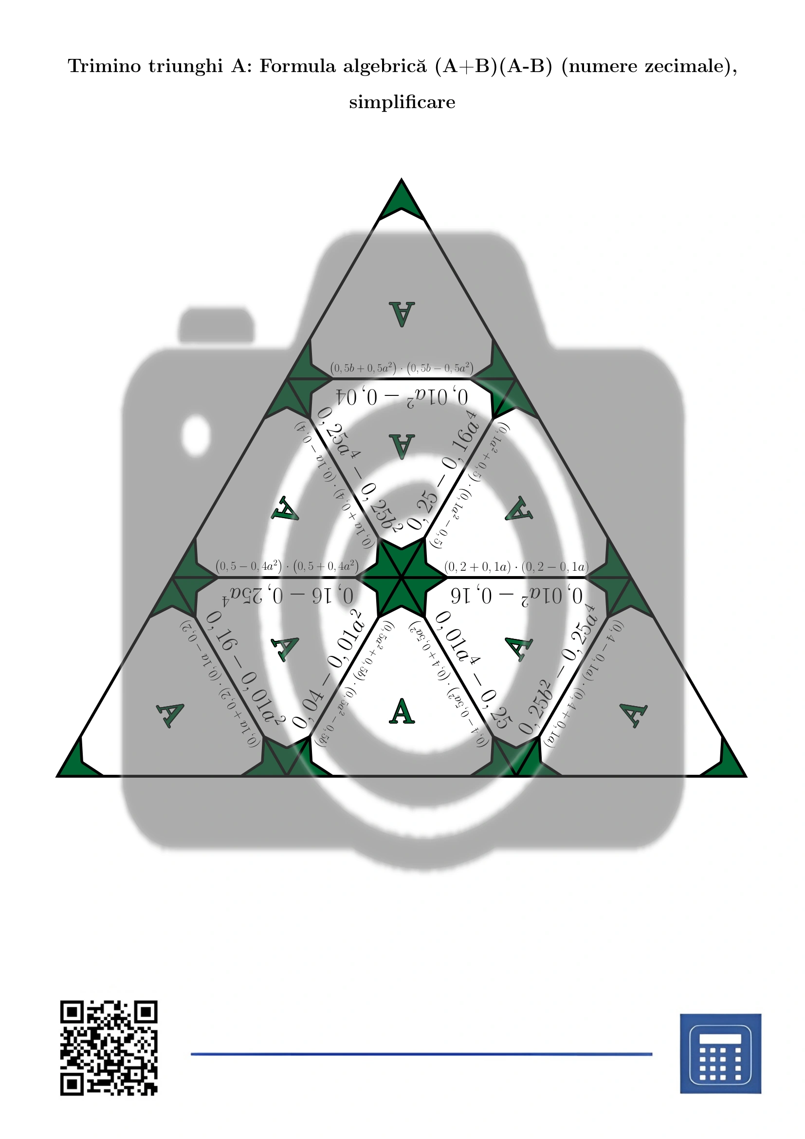 Trimino: Formula algebrică (A+B)(A-B) (numere zecimale), simplificare - imagine 2