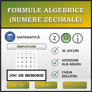 Joc de memorie: Formule algebrice (numere zecimale), simplificare