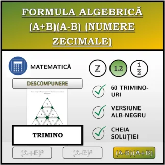 Trimino: Formula algebrică (A+B)(A-B) (numere zecimale), descompunere