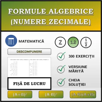 Fișă de lucru: Formule algebrice (numere zecimale), descompunere