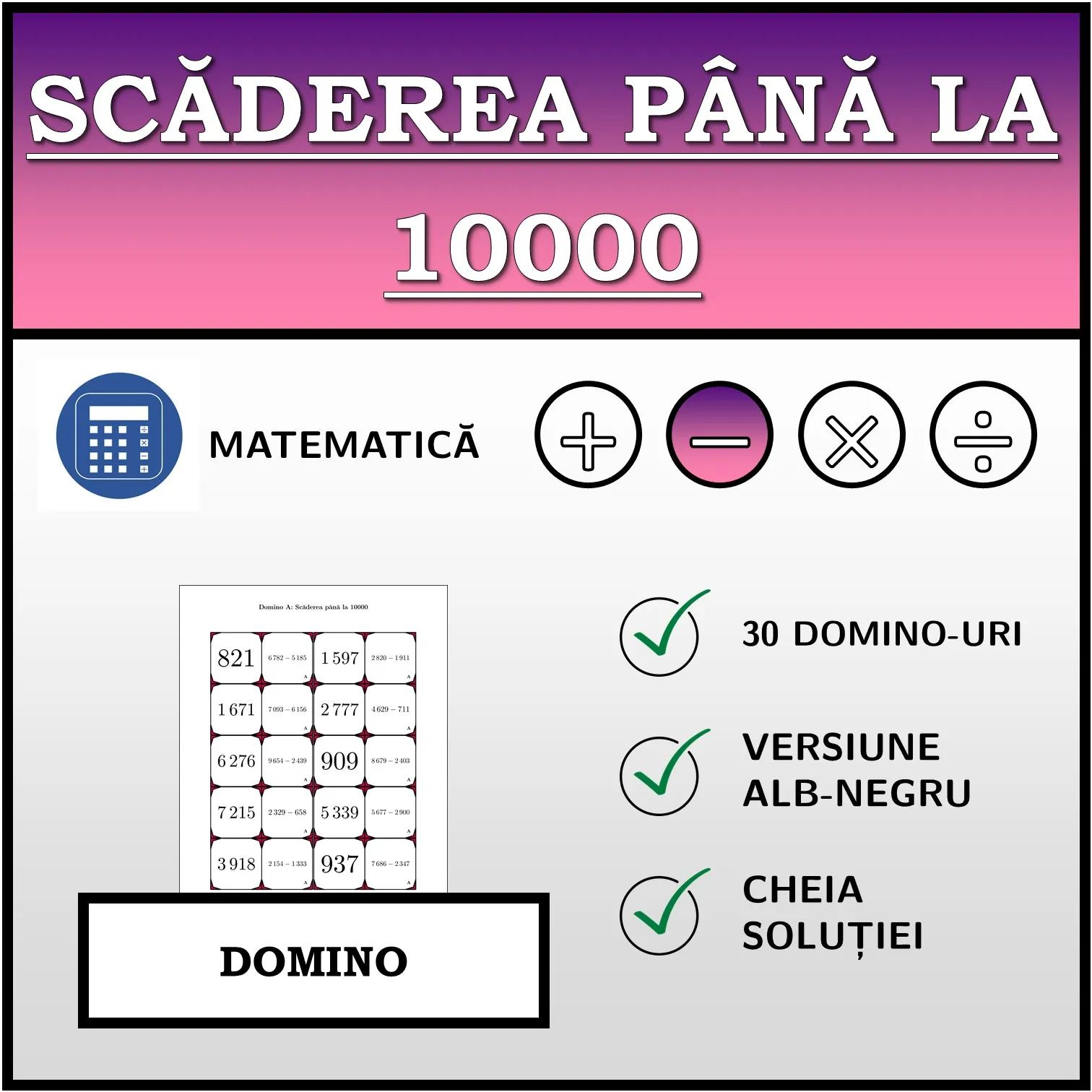 Domino: Scăderea până la 10000