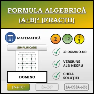 Domino: Formula algebrică (A+B)² (fracții), simplificare