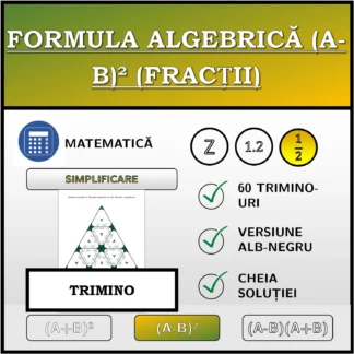 Trimino: Formula algebrică (A-B)² (fracții), simplificare