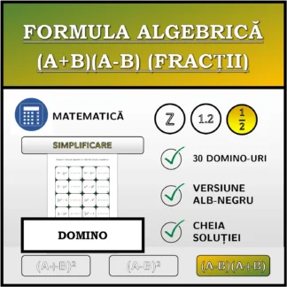 Domino: Formula algebrică (A+B)(A-B) (fracții), simplificare