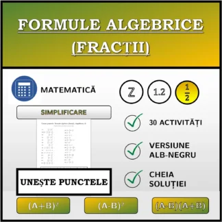 Exercițiu de asociere: Formule algebrice (fracții), simplificare