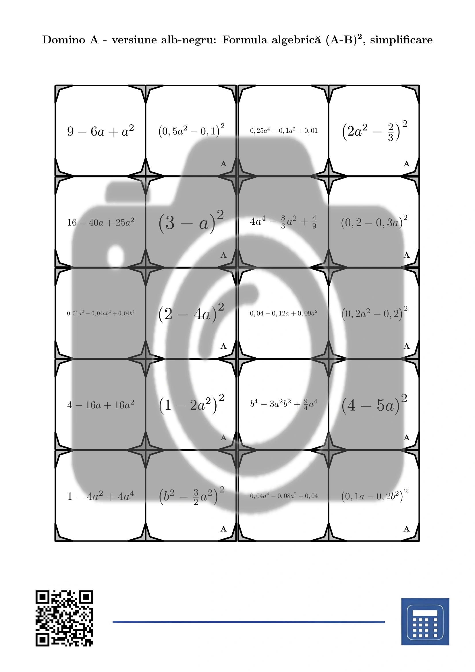 Domino: Formula algebrică (A-B)², simplificare - imagine 3
