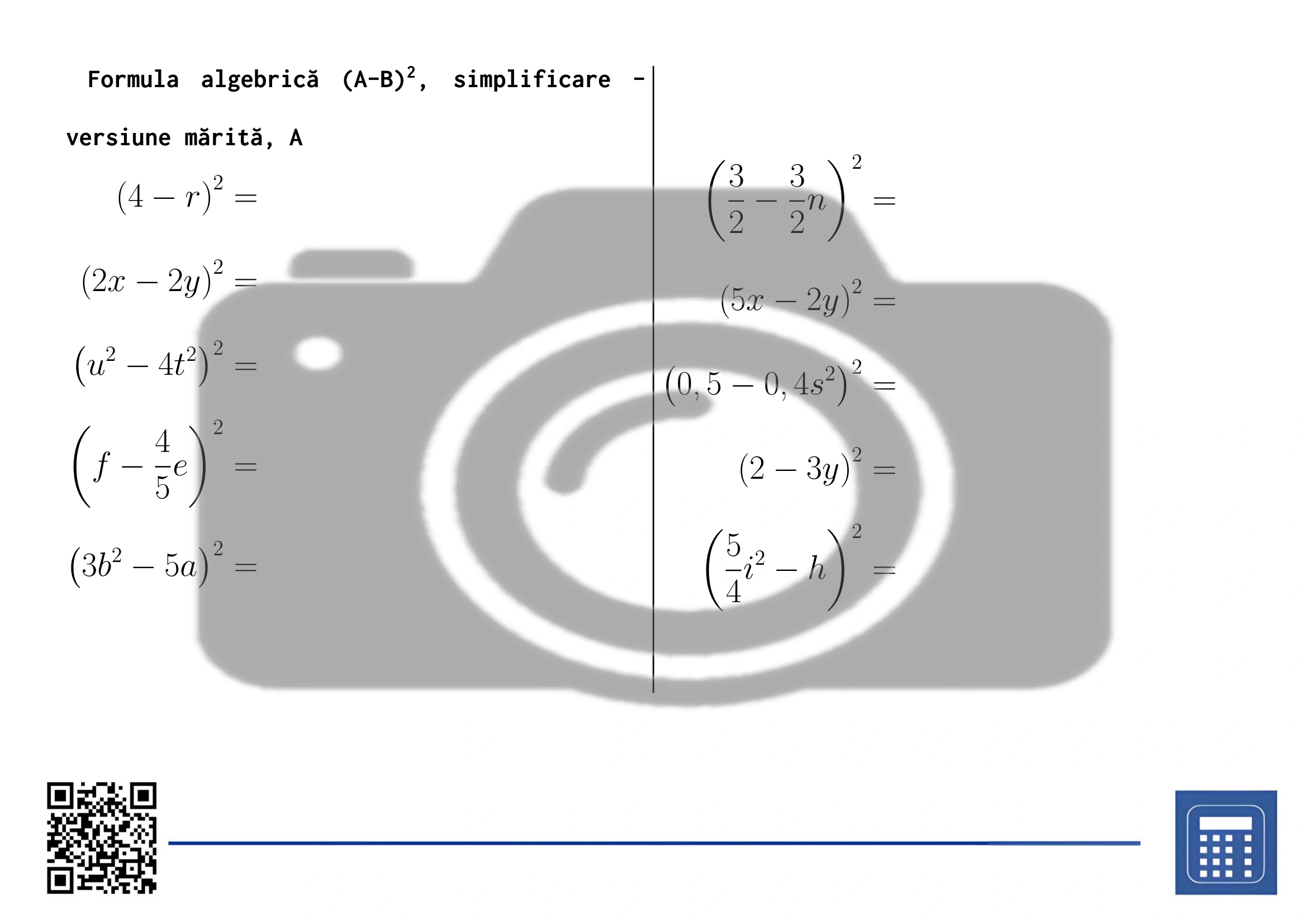 Fișă de lucru: Formula algebrică (A-B)², simplificare - imagine 3