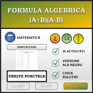 Exercițiu de asociere: Formula algebrică (A+B)(A-B), simplificare