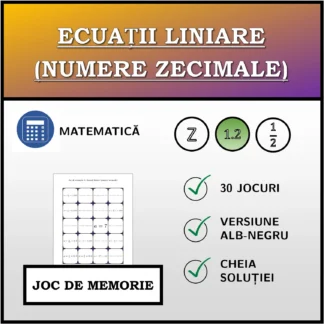 Joc de memorie: Ecuații liniare (numere zecimale)