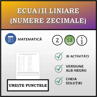 Exercițiu de asociere: Ecuații liniare (numere zecimale)