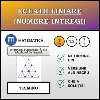 Trimino: Ecuații liniare (numere întregi), transformare echivalentă (înmulțire, împărțire), rădăcină întreagă