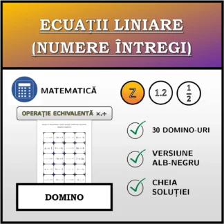 Domino: Ecuații liniare (numere întregi), transformare echivalentă (înmulțire, împărțire)