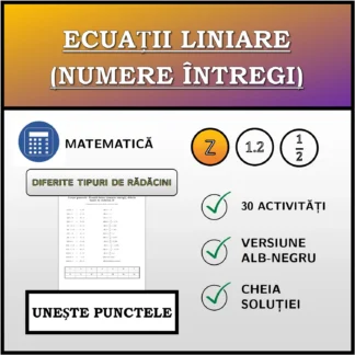 Exercițiu de asociere: Ecuații liniare (numere întregi), diferite tipuri de rădăcini