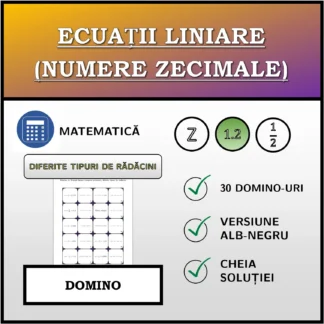 Domino: Ecuații liniare (numere zecimale), diferite tipuri de rădăcini