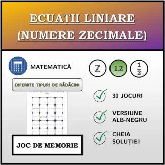 Joc de memorie: Ecuații liniare (numere zecimale), diferite tipuri de rădăcini