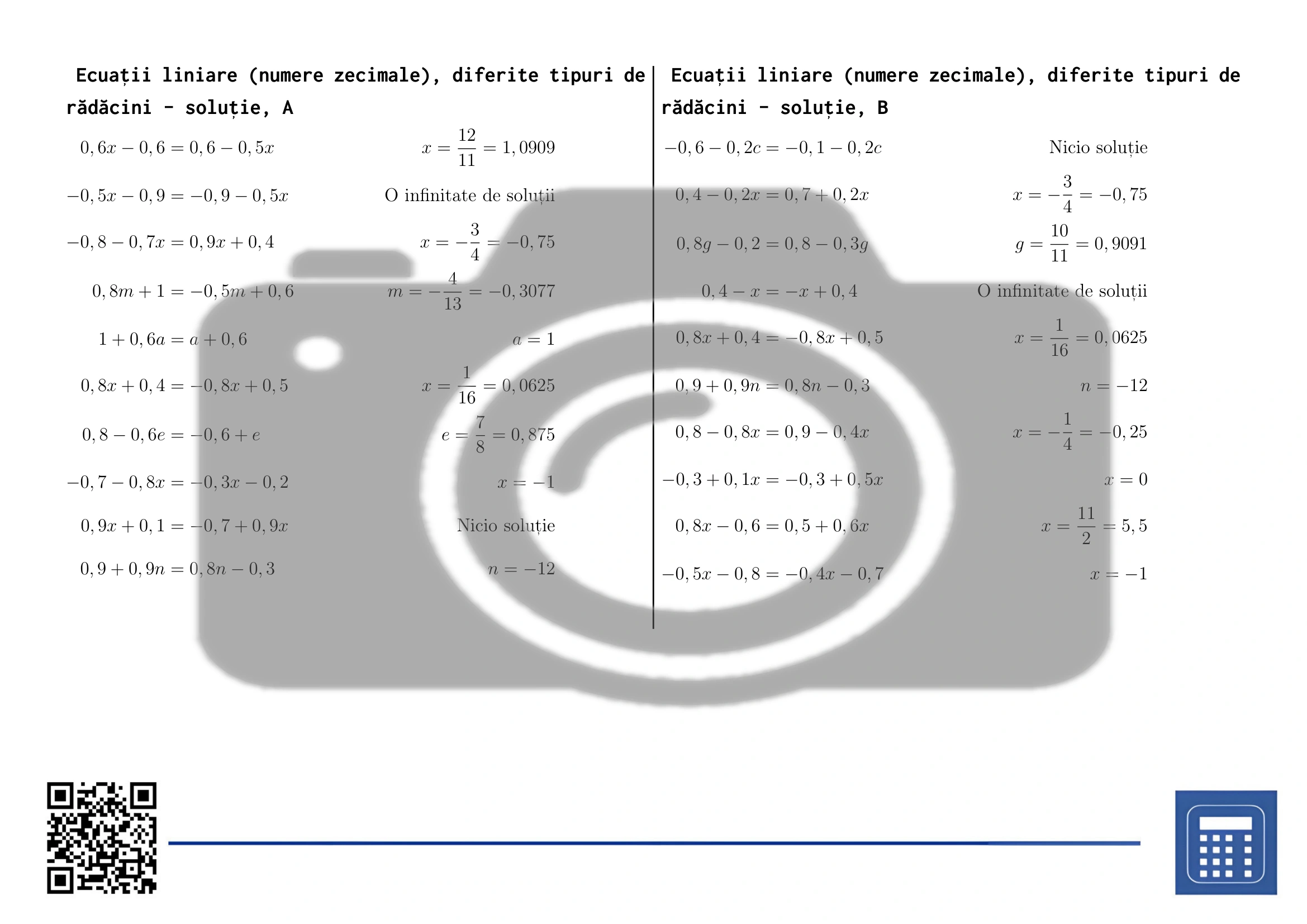 Fișă de lucru: Ecuații liniare (numere zecimale), diferite tipuri de rădăcini - imagine 4