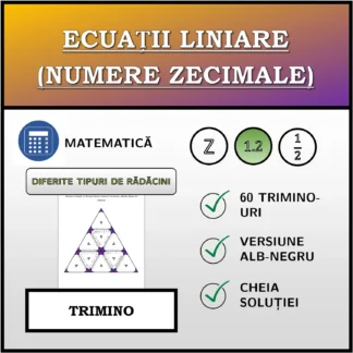 Trimino: Ecuații liniare (numere zecimale), diferite tipuri de rădăcini