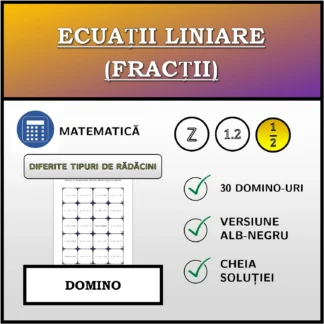 Domino: Ecuații liniare (fracții), diferite tipuri de rădăcini