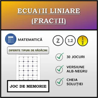 Joc de memorie: Ecuații liniare (fracții), diferite tipuri de rădăcini