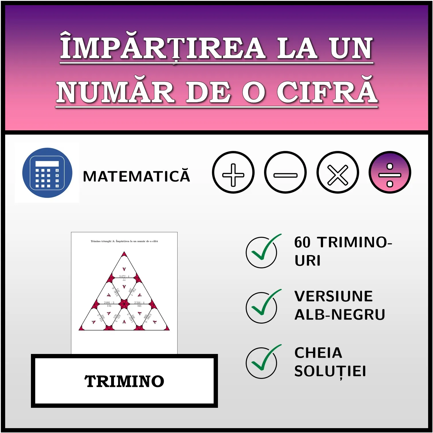 Trimino: Împărțirea la un număr de o cifră