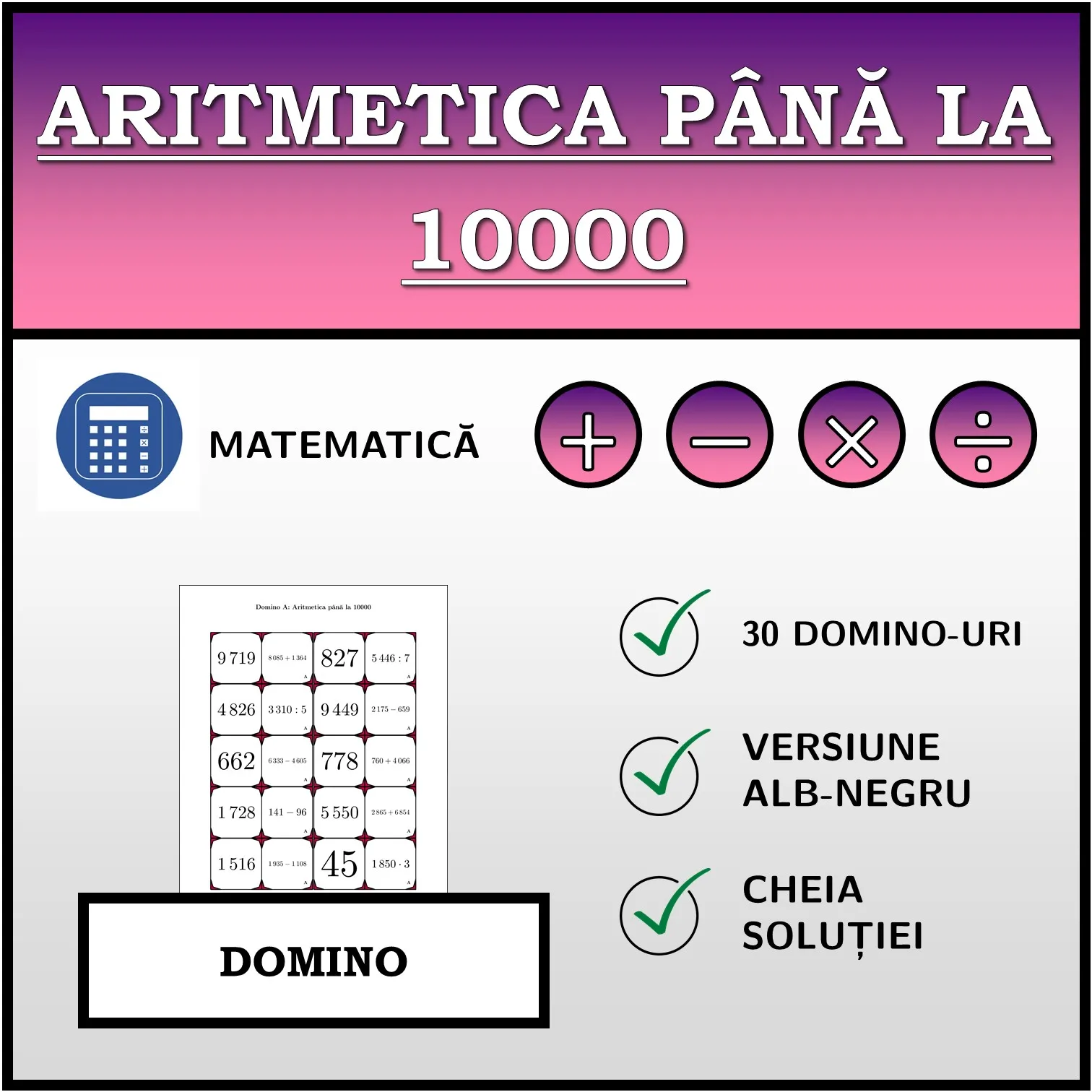 Domino: Aritmetica până la 10000