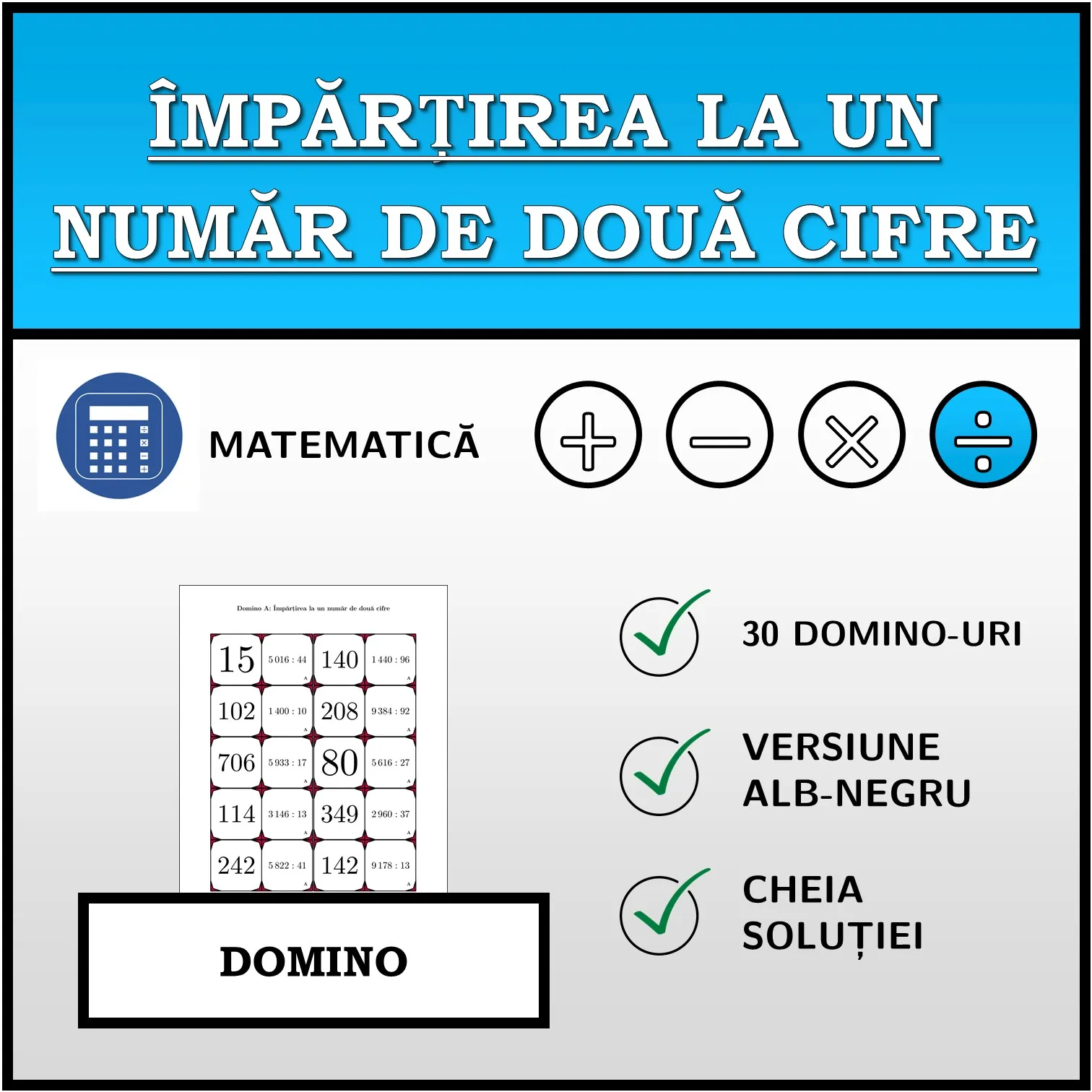 Domino: Împărțirea la un număr de două cifre