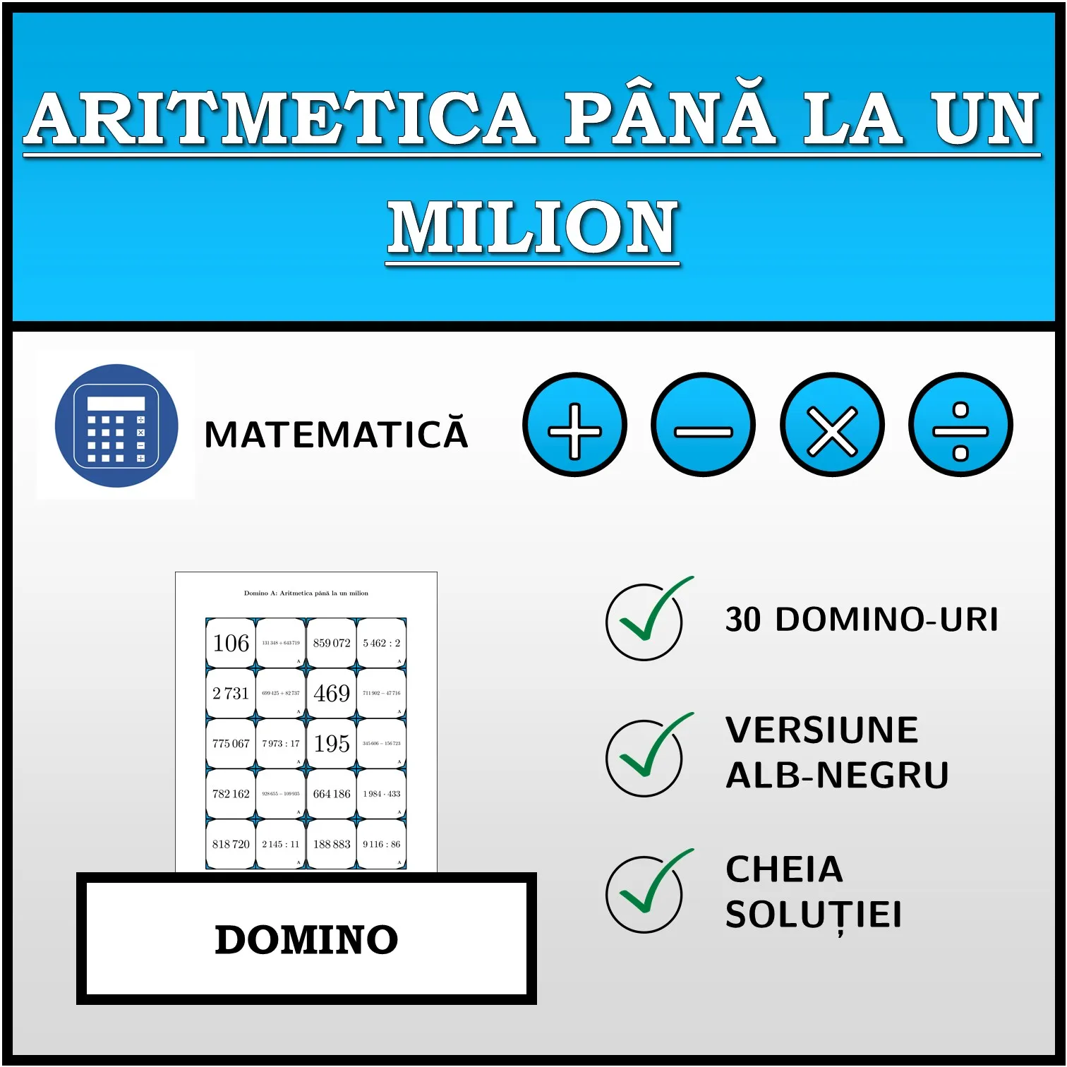 Domino: Aritmetica până la un milion