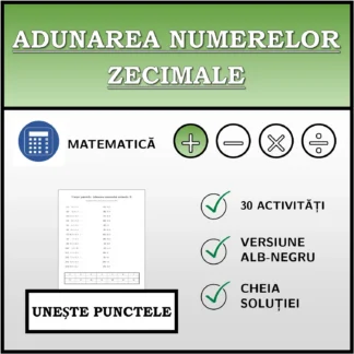 Exercițiu de asociere: Adunarea numerelor zecimale