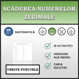 Exercițiu de asociere: Scăderea numerelor zecimale