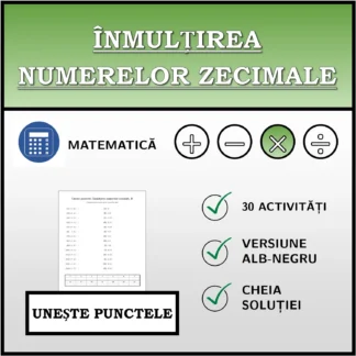 Exercițiu de asociere: Înmulțirea numerelor zecimale
