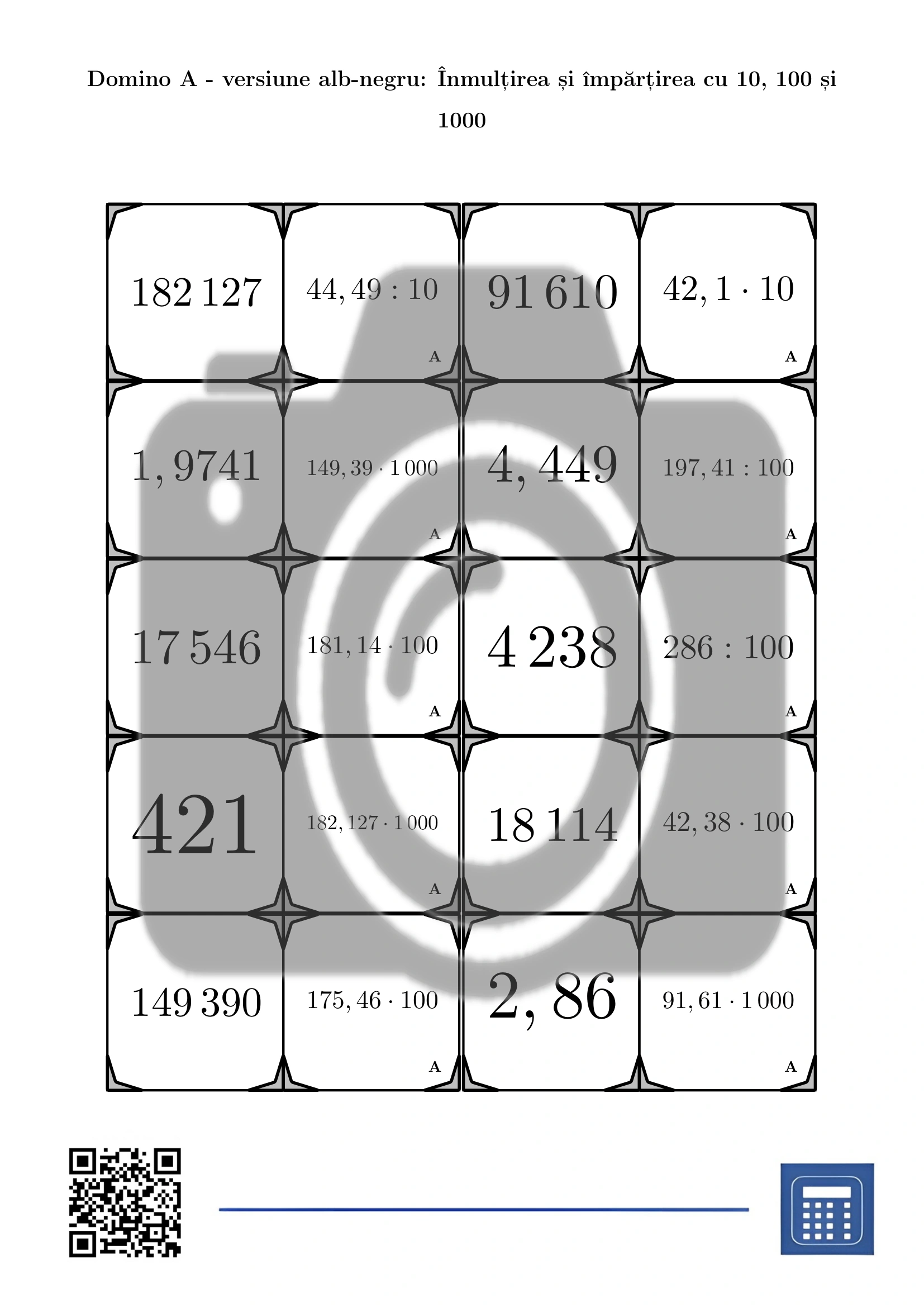 Domino: Înmulțirea și împărțirea cu 10, 100 și 1000 - imagine 3