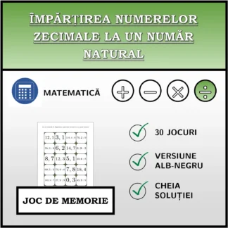 Joc de memorie: Împărțirea numerelor zecimale la un număr natural