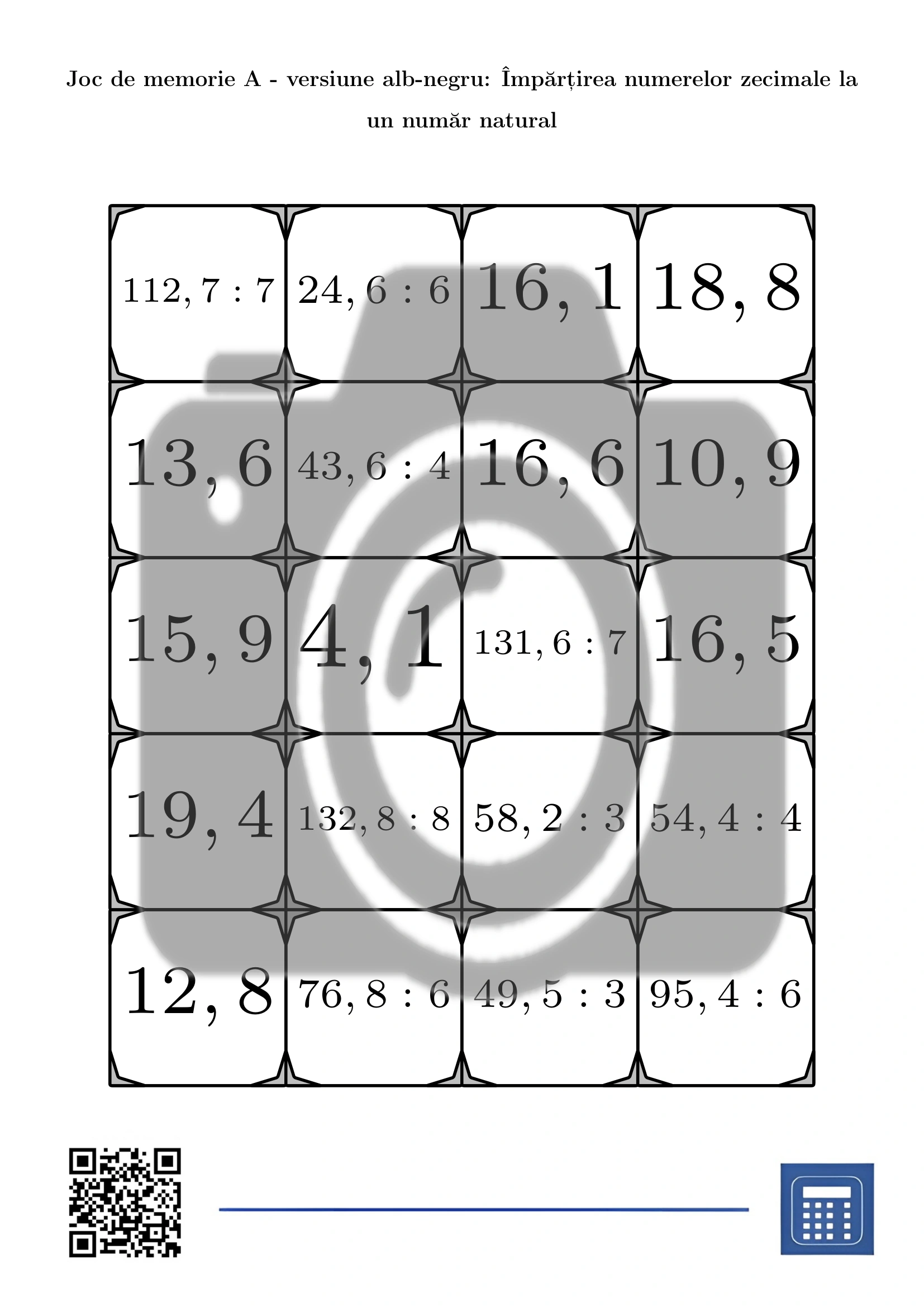 Joc de memorie: Împărțirea numerelor zecimale la un număr natural - imagine 3