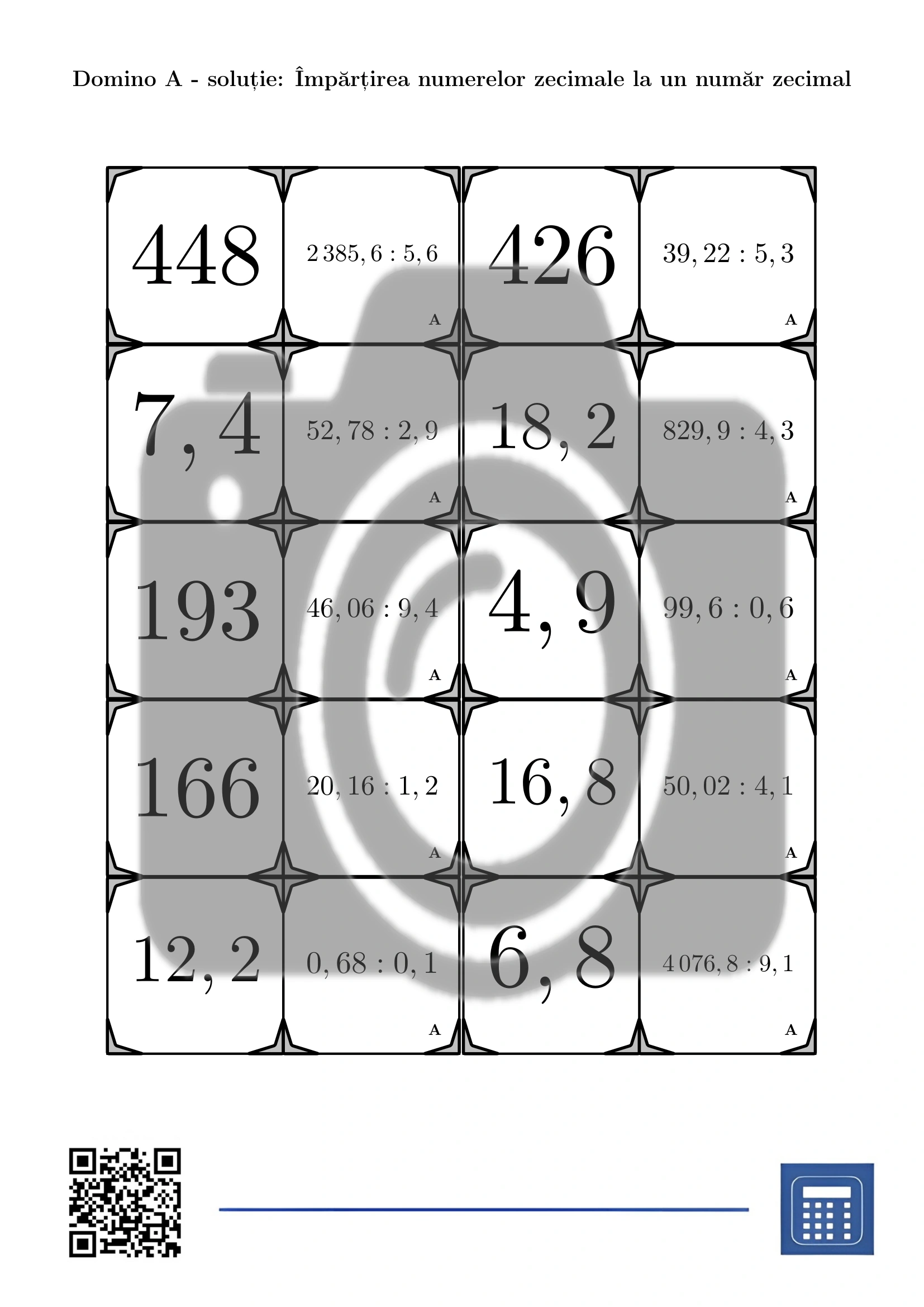Domino: Împărțirea numerelor zecimale la un număr zecimal - imagine 4