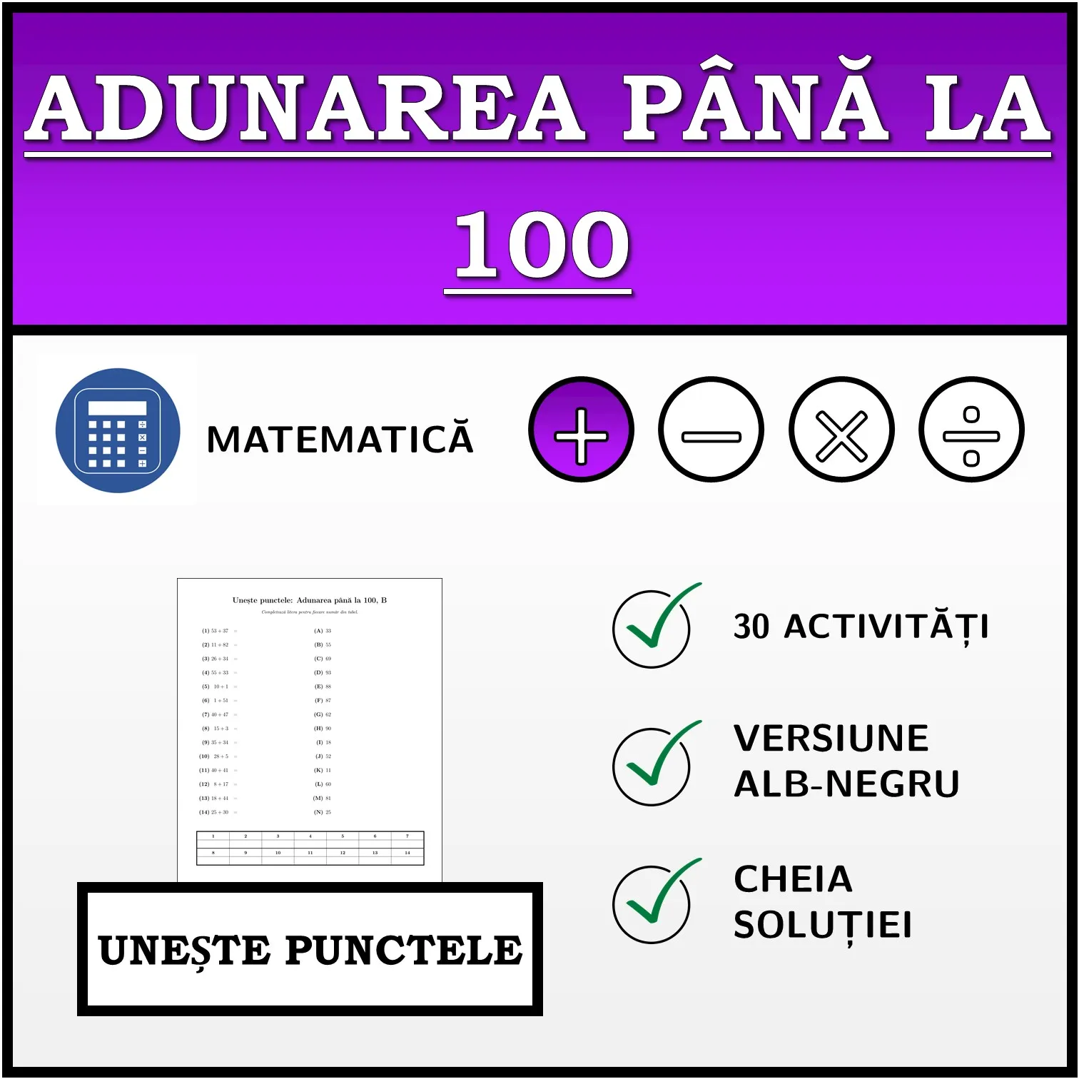 Exercițiu de asociere: Adunarea până la 100