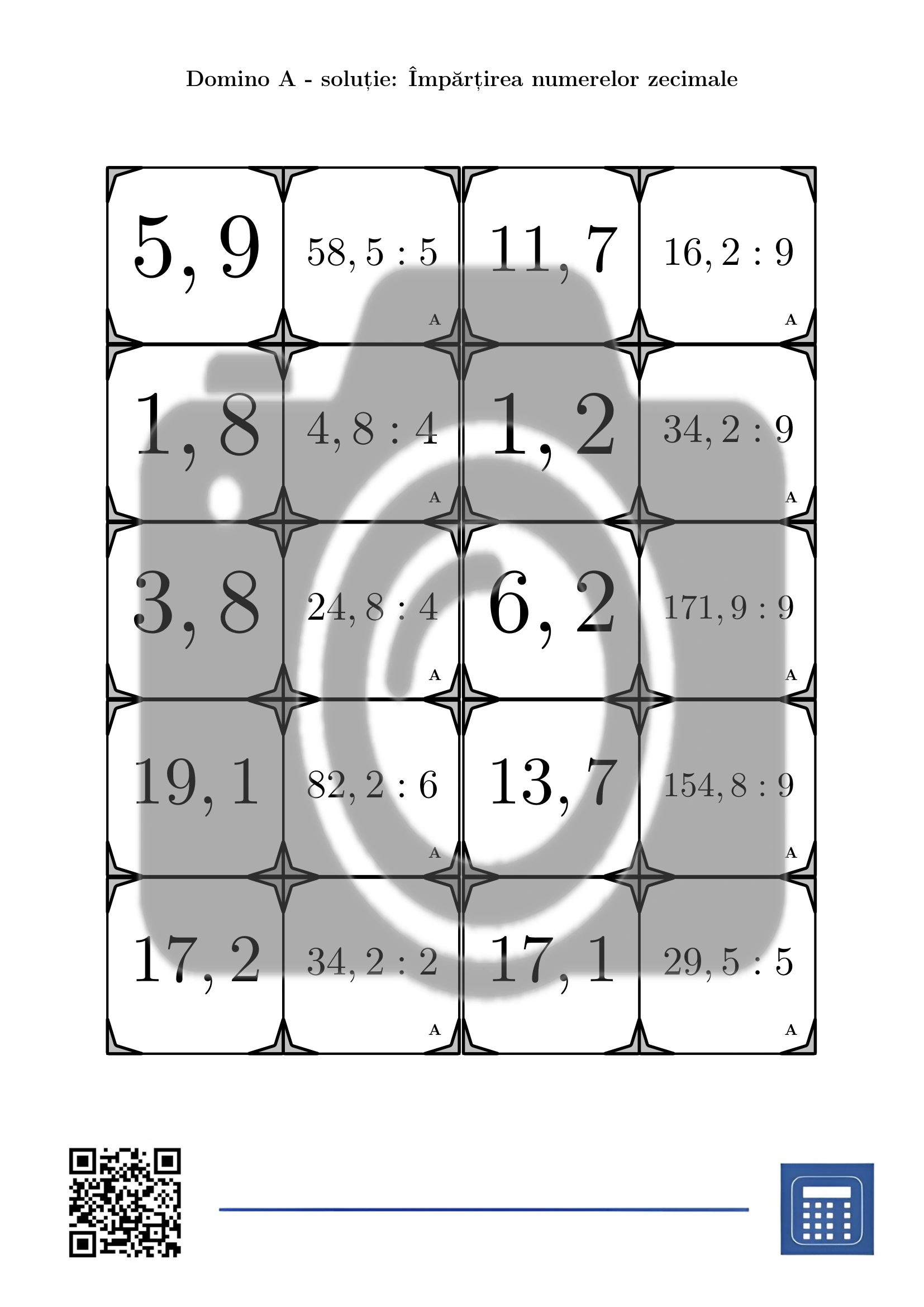 Domino: Împărțirea numerelor zecimale - imagine 4