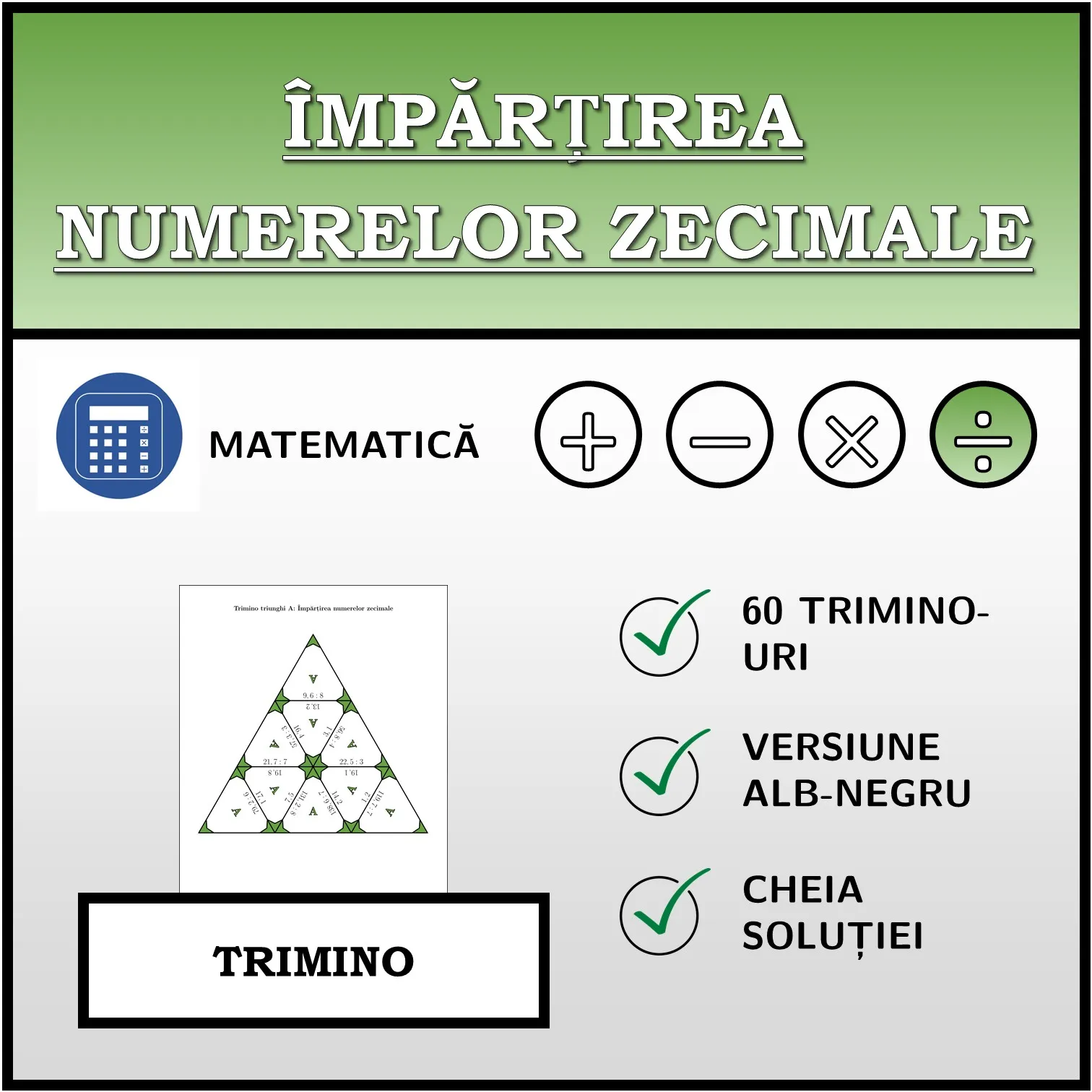 Trimino: Împărțirea numerelor zecimale