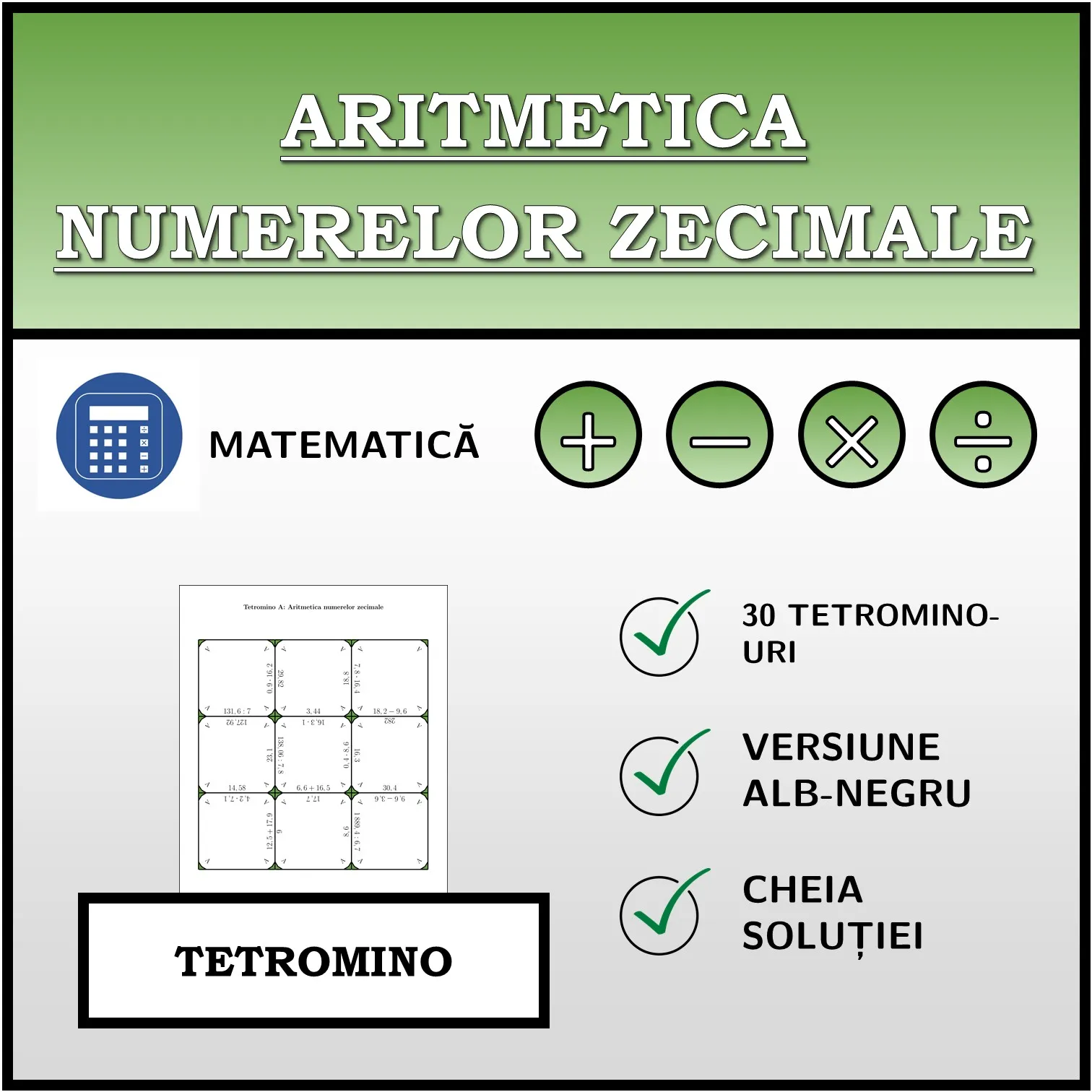 Tetromino: Aritmetica numerelor zecimale