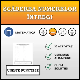 Exercițiu de asociere: Scăderea numerelor întregi