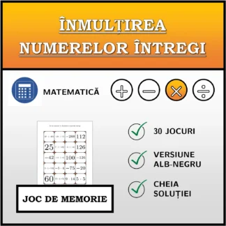 Joc de memorie: Înmulțirea numerelor întregi