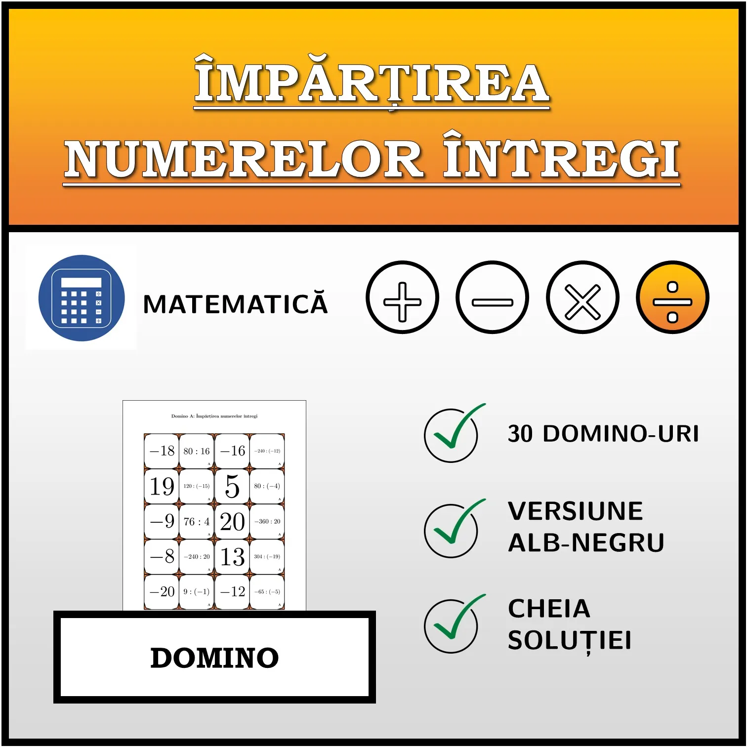 Domino: Împărțirea numerelor întregi
