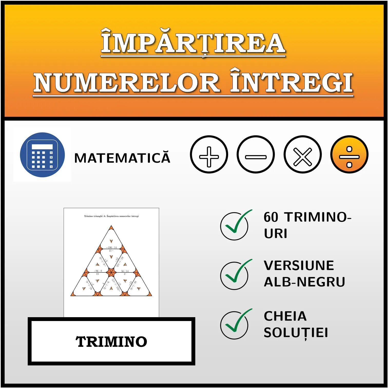 Trimino: Împărțirea numerelor întregi