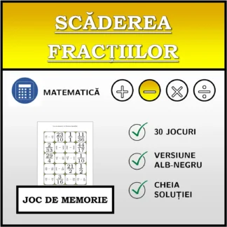 Joc de memorie: Scăderea fracțiilor