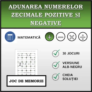 Joc de memorie: Adunarea numerelor zecimale pozitive și negative
