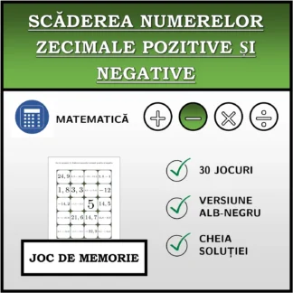 Joc de memorie: Scăderea numerelor zecimale pozitive și negative
