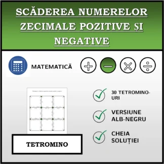 Tetromino: Scăderea numerelor zecimale pozitive și negative