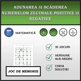 Joc de memorie: Adunarea și scăderea numerelor zecimale pozitive și negative